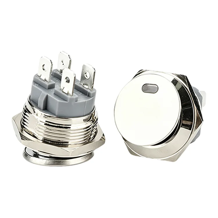Công tắc Rocker kim loại tròn 4 chân 22mm